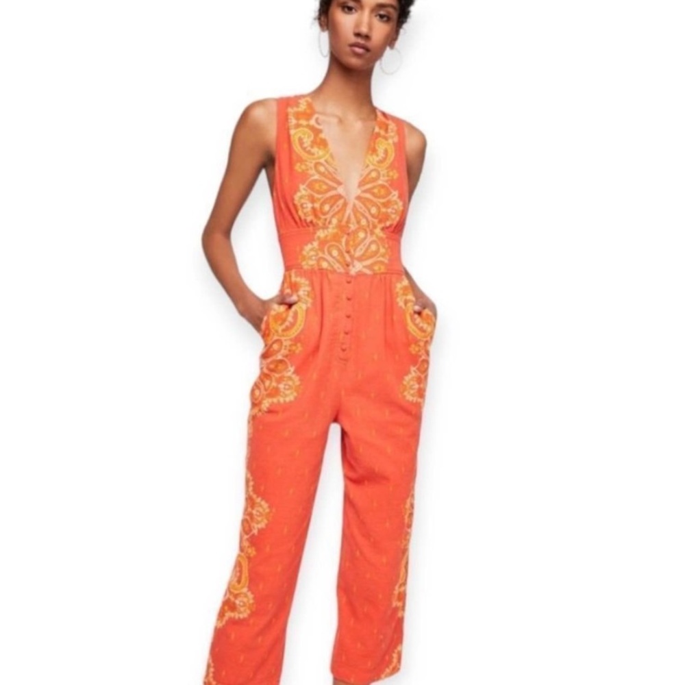 Orange free people jumpsuit
